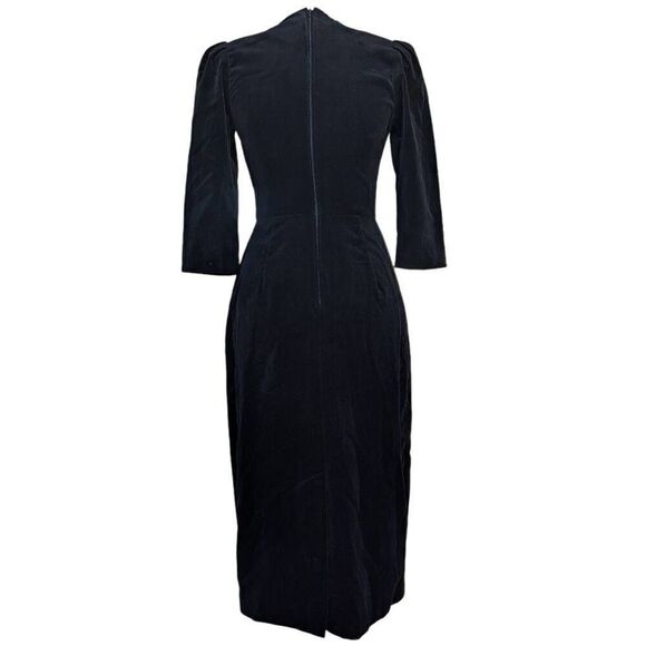 Vintage 80s 90s Jane Schaffhauser Black Velvet Formal Party Dress Crochet Size 4 - Picture 7 of 11